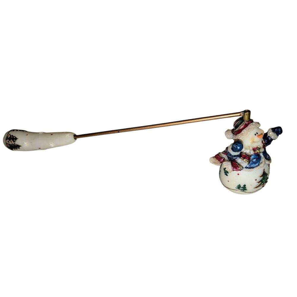 Home Interiors Snowman Christmas Holiday Candle Snuffer Gold-tone Resin 9 in